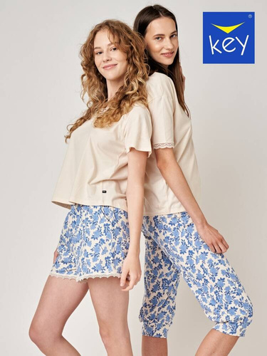 LNS 549 Piżama Damska bawełniana Key - beżowy