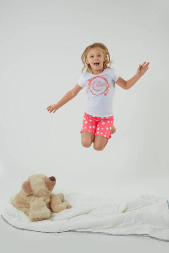 Raba Piżama dziewczęca Italian Fashion - biały/druk malinowy