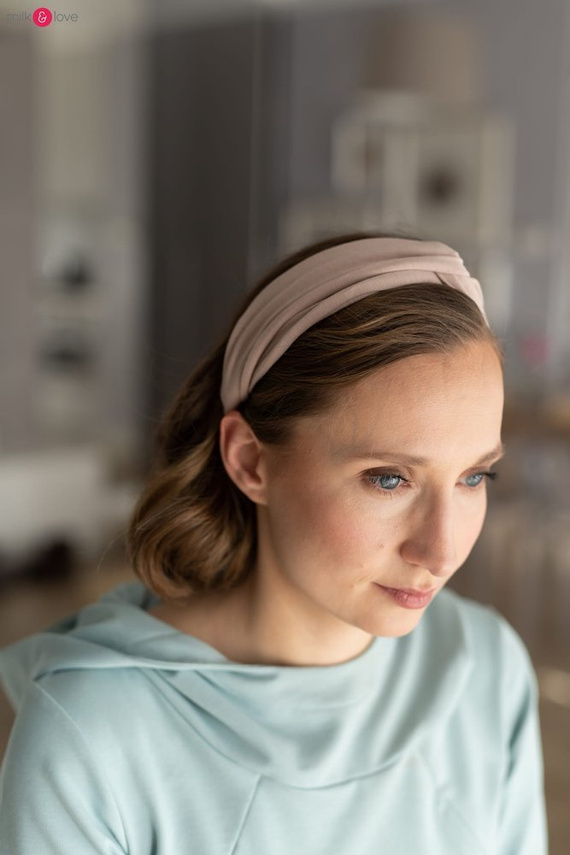 Opaska do włosów na gumce Milk&Love beżowy