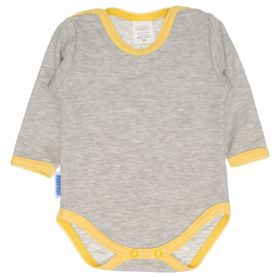 Body szare długi rękaw Martex różowa lamówka