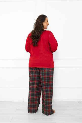Rozana piżama damska Italian Fashion czerwona– bawełniana, długi rękaw i spodnie, krata 