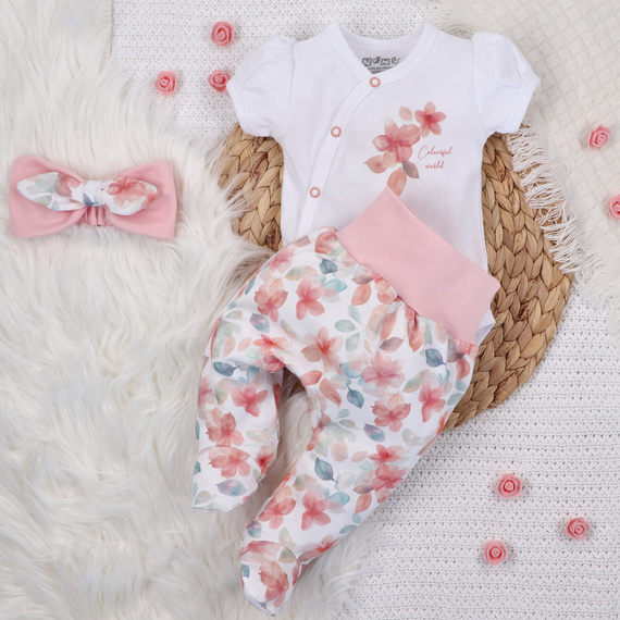 ABN-5423 Kolorowe kwiatki Półśpiochy z bawełny organicznej Nini druk