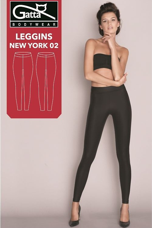 44123 Legginsy New York 02 Gatta Czarne – Kryjące Legginsy z Imitacji Skóry, Matowe, Modelujące Sylwetkę