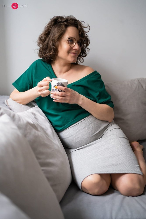 Spódnica ciążowa Tummy z dzianiny w prążki Milk&Love rose brown