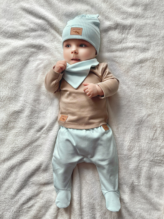 KAR-0014/KAW Bluzka z długim rękawem gładka Lagarto Verde - beżowy