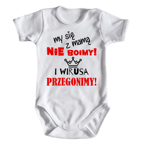 Body krótki rękaw "My się z mamą nie boimy" Moocha biały