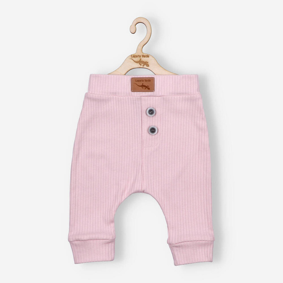 KAR-0001/JRO Spodnie z dzianiny prążkowej Lagarto Verde - różowy