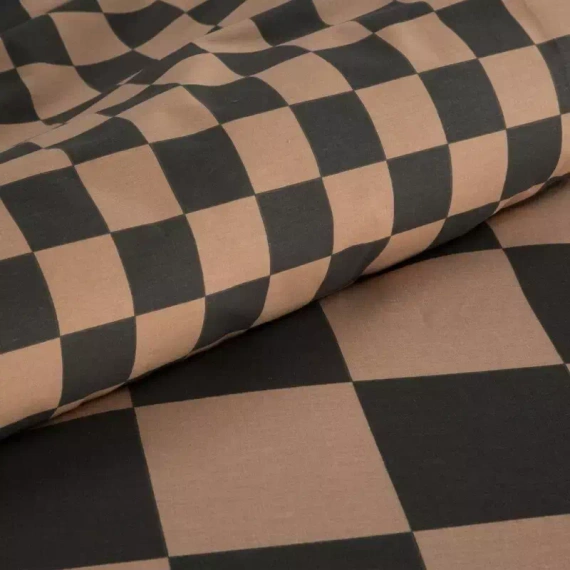 Sara 21 Pościel bawełniana kratka Eurofirany brązowy