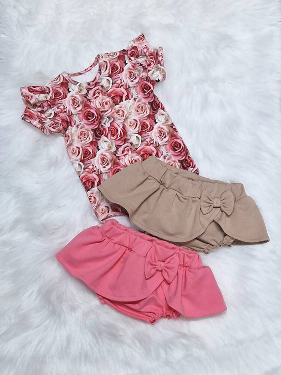 Bloomers bawełniany ze spódniczką Bambarillo różowy