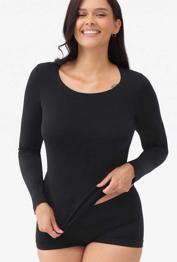 Gatta T-Shirt L 2635 czarna koszulka damska bezszwowa długi rękaw mikrofibra
