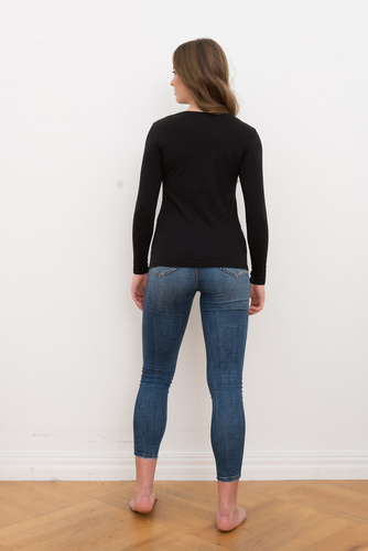 Ibiza Bluzka damska długi rękaw Italian Fashion - czarny