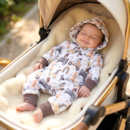 Cute Cars Kombinezon niemowlęcy z kapturem Nini druk