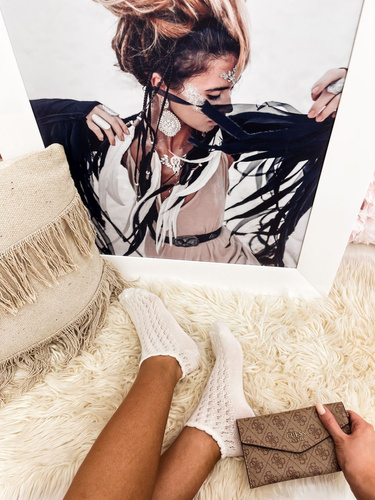 1504-001 Stopki damskie Ażurowe Milena - ecru 