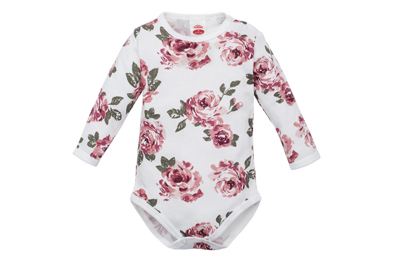 03218DR "ROSES" Body z długim rękawem Makoma druk