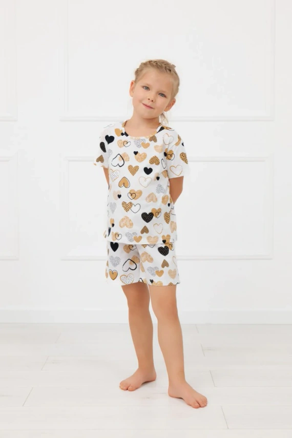 Piżama dziewczęca Ariela Italian Fashion – bawełna, krótki rękaw, szorty