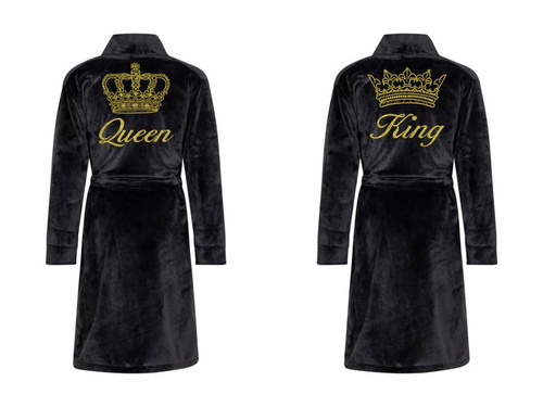 Queen&King + Korona zestaw szlafroków ByShelly - czarny/złoty