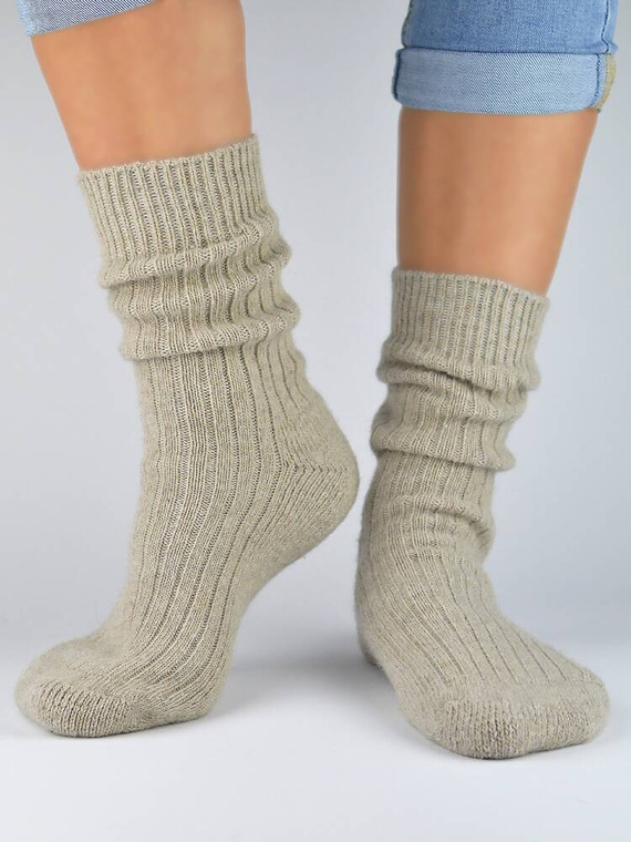 SW001 Skarpety damskie Noviti - beżowy melanż