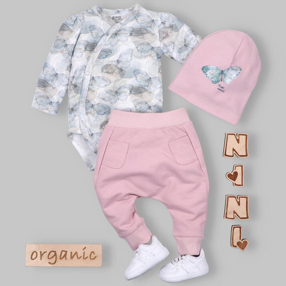 Butterflies Spodnie dresowe z bawełny organicznej Nini różowy