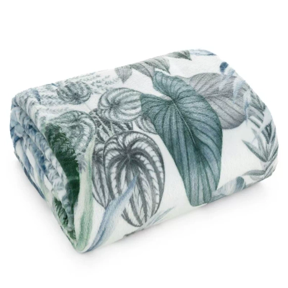 Davos 2 Koc narzuta liście Eurofirany zielony srebrny