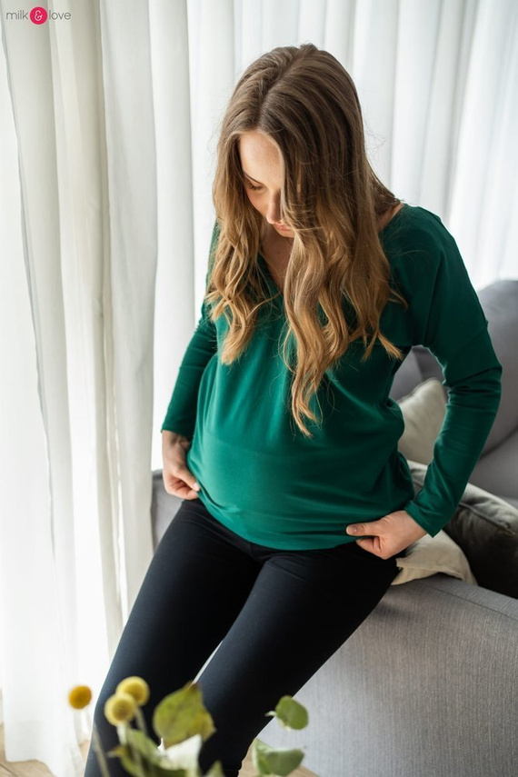 Two Ways bluzka ciążowa i do karmienia dwustronna Milk&Love butelkowy zielony