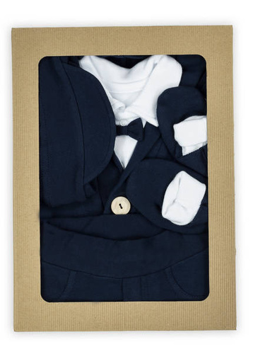 169406 Komplet czapka, bluza, body i spodnie "Mix" Nicol - granatowy