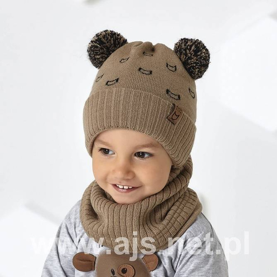 44-447 Czapka+ komin Zestaw dziecięcy AJS granat