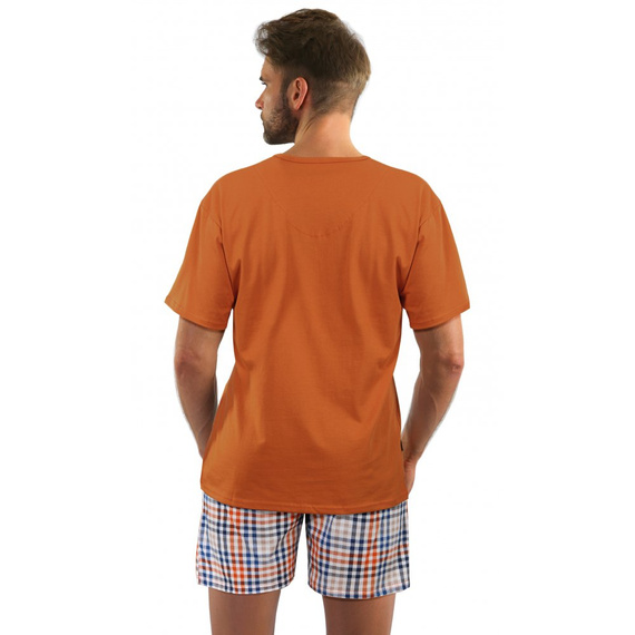 2527/04 Piżama Męska, krótki rękaw i spodenki Sesto Senso - rudy brąz