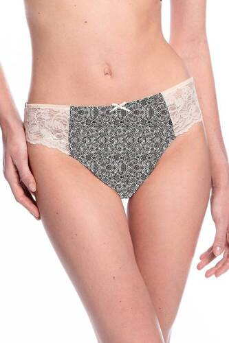 L-1576 BI A'3 Figi Damskie Lama beżowy czarny