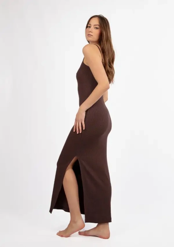 DK-K-P7 Sukienka bawełniana DKaren - czekoladowa