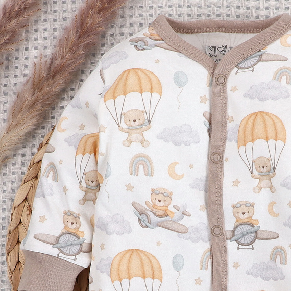 ABN-5508 Sky Journey Pajac niemowlęcy Nini | Bawełna organiczna, zapięcie na napy