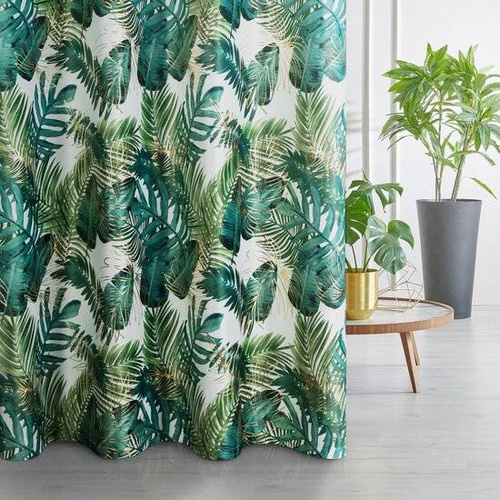 Davos Zasłona gotowa na przelotkach liście monstery Eurofirany biała/zielony