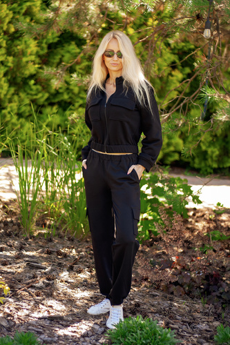 Dres damski Mili Mirale bawełniany, wygodny komplet z kieszeniami – polska produkcja - czarny