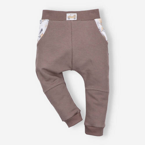 ABN-4715/BRĄ Cute Cars Spodnie dresowe z bawełny organicznej Nini brązowy