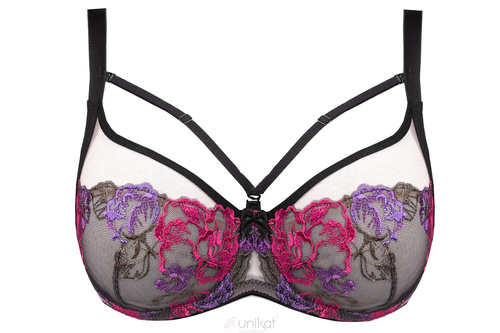 Biustonosz Estela Soft – miękki, czarny z haftem, elegancki i komfortowy