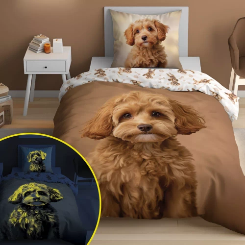 5421 A Rudy Piesek Pościel bawełniana świecąca w ciemności Detexpol