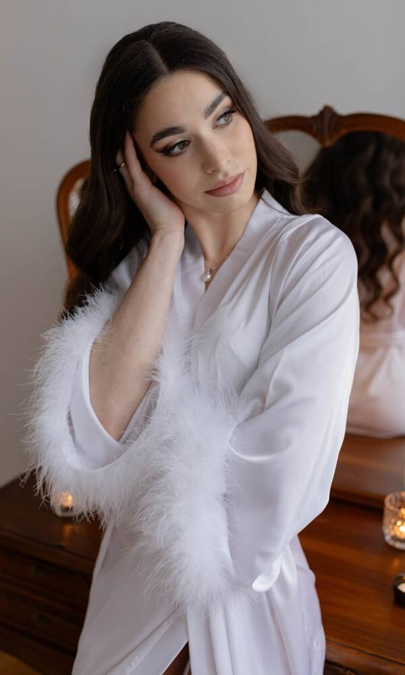 Sana Szlafrok damski długi ByShelly - biały