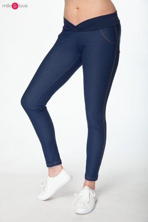 Tregginsy ciążowe z niskim pasem Milk&Love granatowe