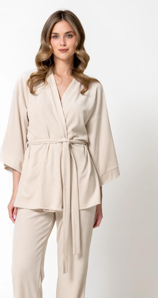 Leveza Darlin 1816 Piżama Damska Welurowa 3/4 Komplet Homewear Sahara