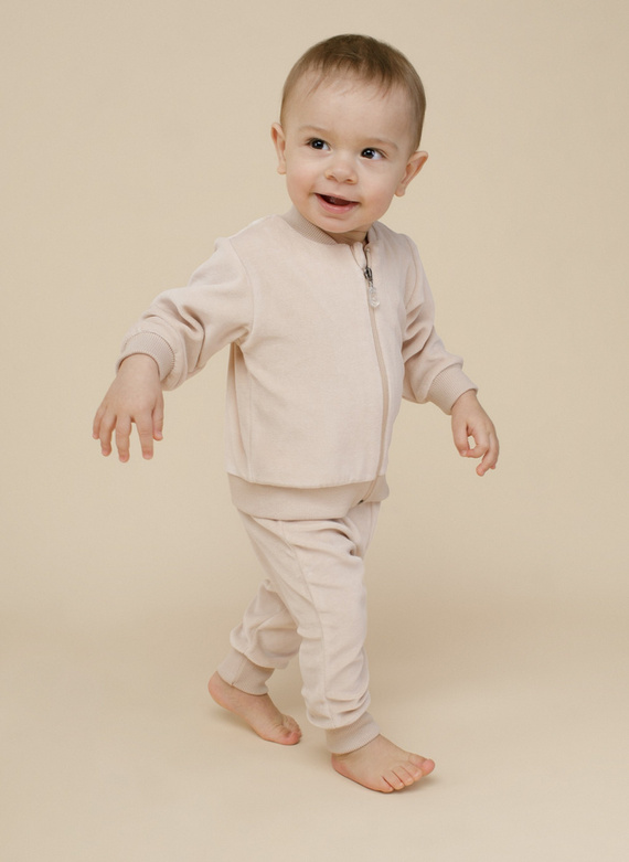 Lovely Day Welurowa Bluza rozpinana Pinokio - beżowy