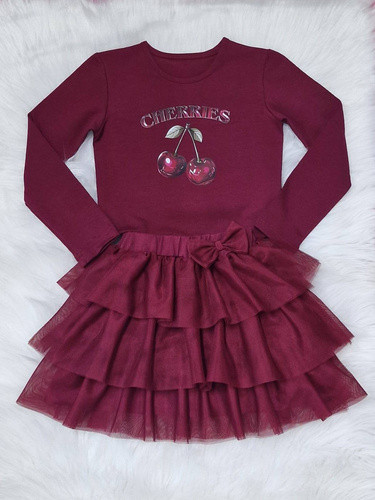 Mia Spódniczka tiulowa Bambarillo bordowa– dziewczęca, elegancka i lekka