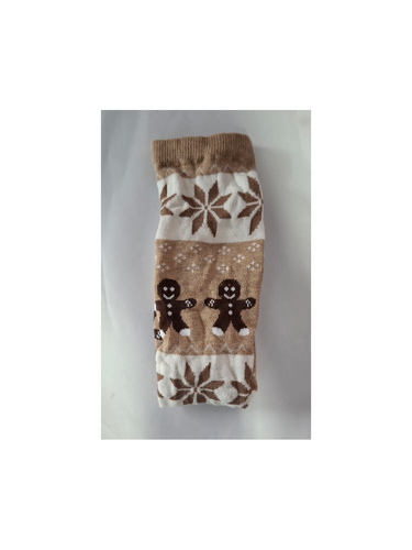1283-040 Ciastka Skarpety Milena – świąteczne skarpety damskie z motywem ciasteczek, beżowy