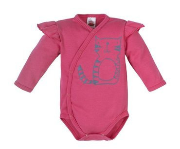 03225K "FRISKY" Body baby z długim rękawem Makoma koralowy