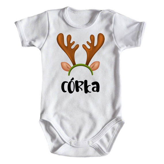 "Córka" body świąteczne krótki rękaw do zestawu MAMA TATA CÓRKA Moocha biały