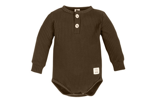 03249DRPM "Natural Waffel" Body polo z długim rękawem Makoma mocha