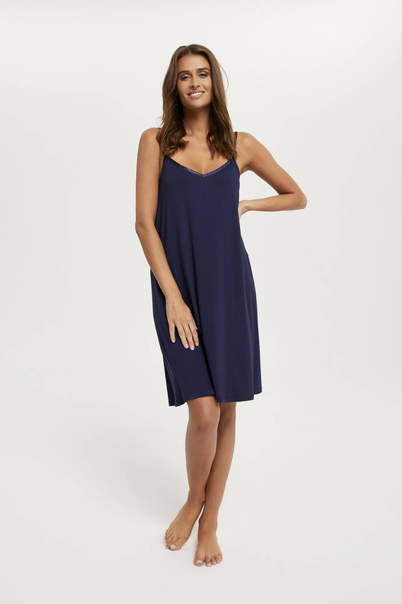Song Damska koszula nocna, wąskie ramiączko Italian Fashion - granatowy