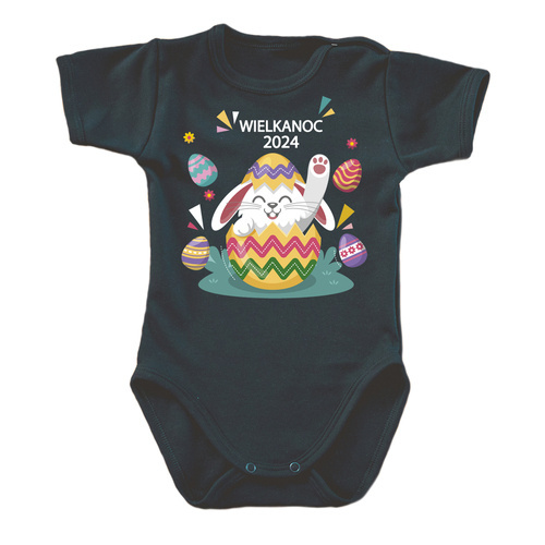 "Wielkanoc 2024 z króliczkiem" Body krótki rękaw Moocha czarny