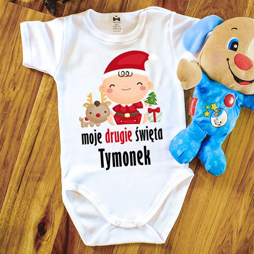"Moje drugie Święta z imieniem" Body krótki rękaw Moocha biały