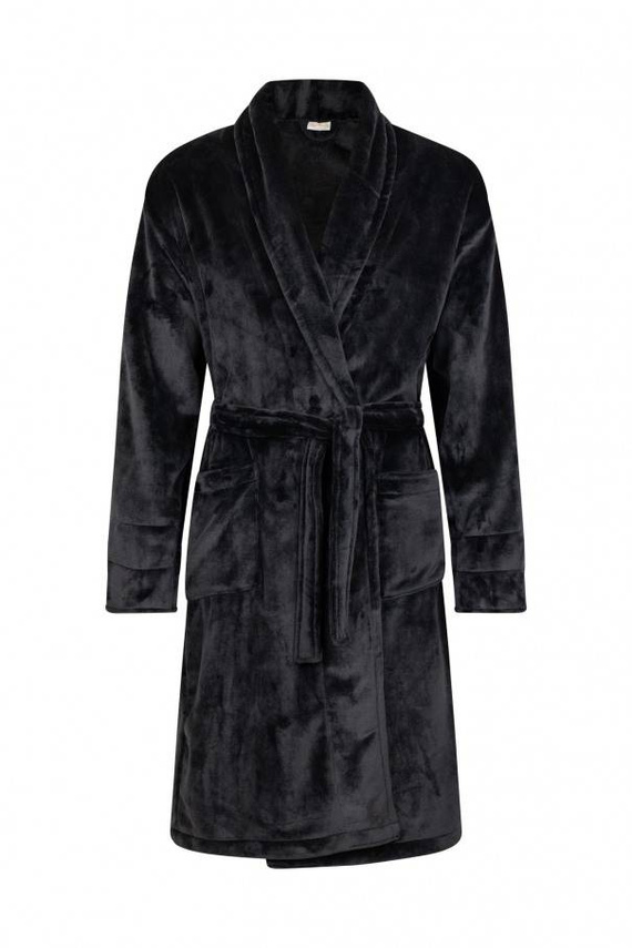 King + Korona Szlafrok męski polarowy ByShelly - czarny/złoty