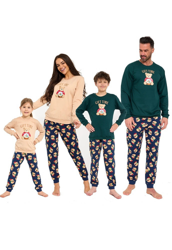 Cornette Gift Time 671/479 Piżama Damska Świąteczna Beżowa 100% Bawełna