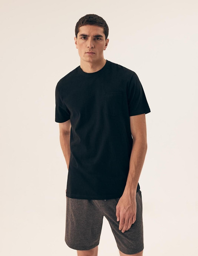 Piżama męska 43032 Mick Henderson czarna– bawełna, krótki rękaw, w pudełku